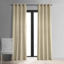 Alabaster Beige Grommet Signature Velvet Blackout Curtain