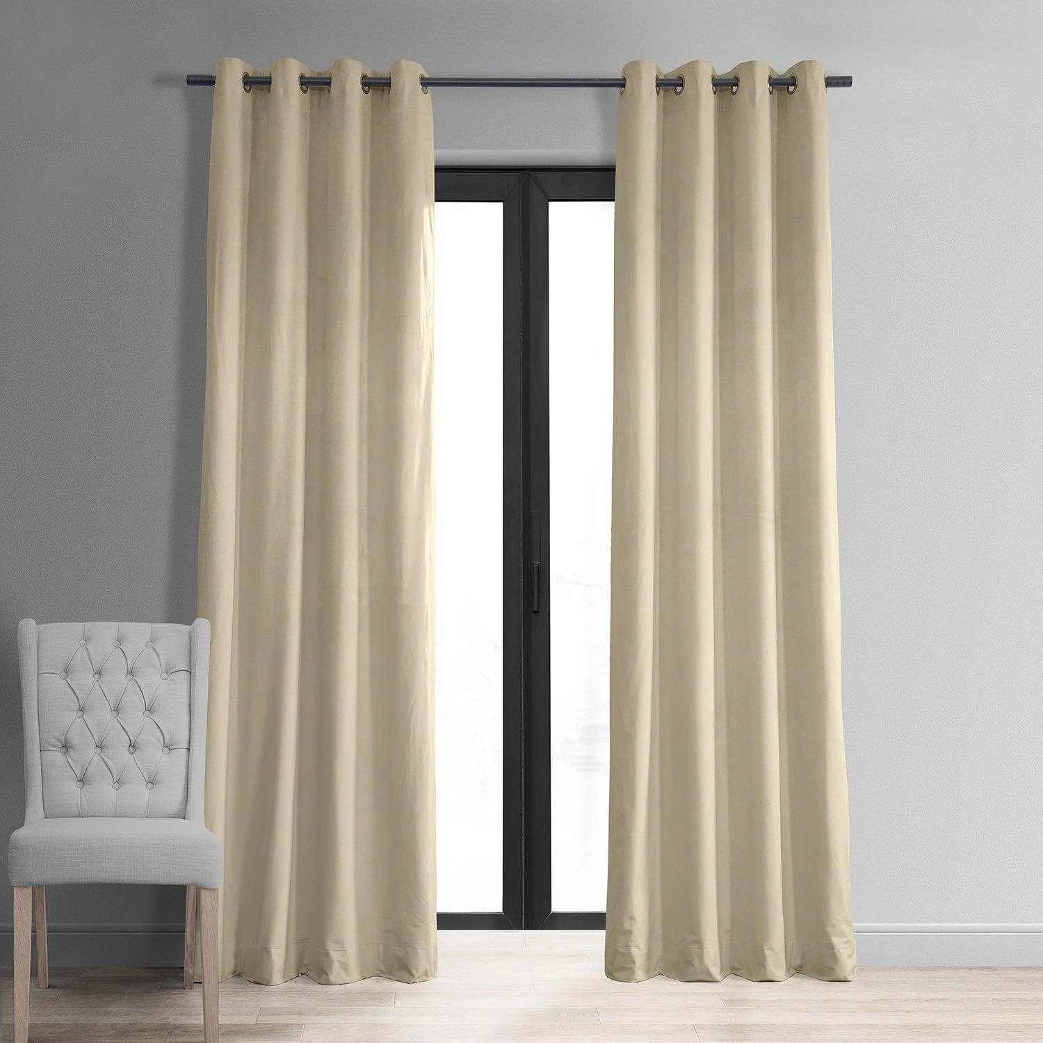 Alabaster Beige Grommet Signature Velvet Blackout Curtain 3 Alabaster Beige Grommet Signature Velvet Blackout Curtain
