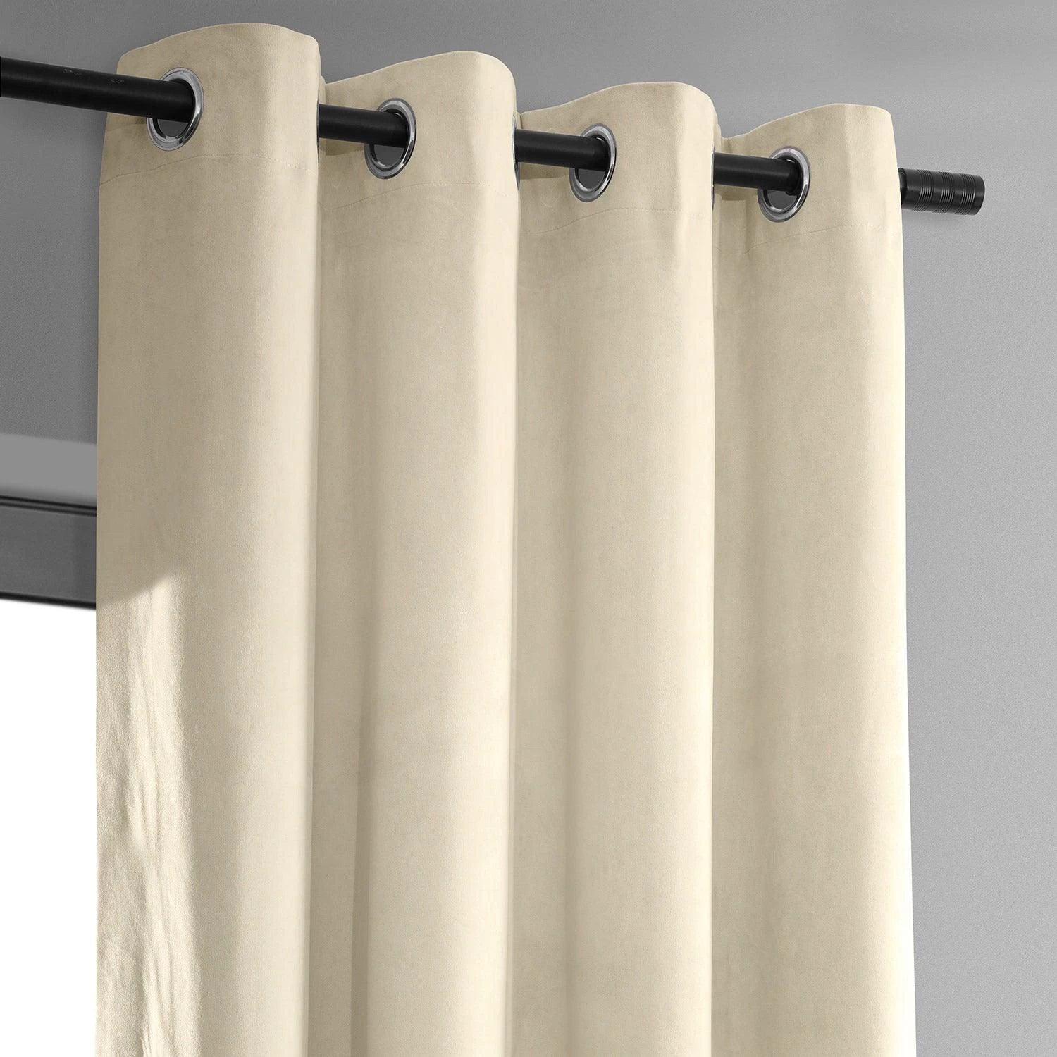 Alabaster Beige Grommet Signature Velvet Blackout Curtain 4 Alabaster Beige Grommet Signature Velvet Blackout Curtain - Image 2