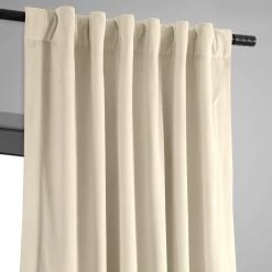 Alabaster Beige Signature Velvet Blackout Curtain -Chic Curtains Shop VPCH 120601 back tab header