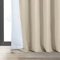 Alabaster Beige Signature Velvet Blackout Curtain -Chic Curtains Shop VPCH 120601 lining view