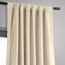 Alabaster Beige Signature Velvet Blackout Curtain -Chic Curtains Shop VPCH 120601 pole pocket header