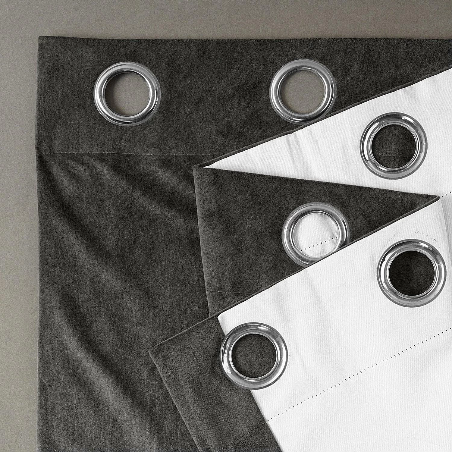 Gunmetal Grey Grommet Signature Velvet Blackout Curtain 5 Gunmetal Grey Grommet Signature Velvet Blackout Curtain - Image 3