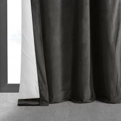 Gunmetal Grey Grommet Signature Velvet Blackout Curtain 11 Gunmetal Grey Grommet Signature Velvet Blackout Curtain -Chic Curtains Shop VPCH 140802 GRBO lining view
