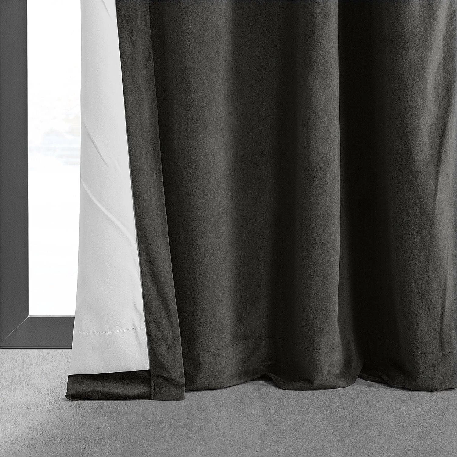 Gunmetal Grey Grommet Signature Velvet Blackout Curtain 6 Gunmetal Grey Grommet Signature Velvet Blackout Curtain - Image 4