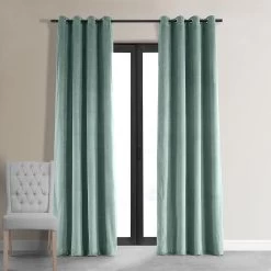 Aqua Mist Grommet Signature Velvet Blackout Curtain