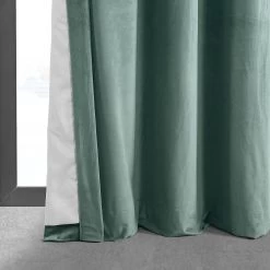 Aqua Mist Grommet Signature Velvet Blackout Curtain -Chic Curtains Shop VPCH 140803 GRBO lining view