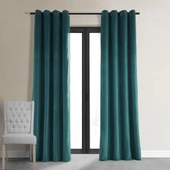 Everglade Teal Grommet Signature Velvet Blackout Curtain