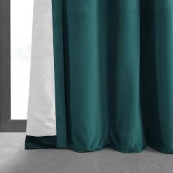 Everglade Teal Grommet Signature Velvet Blackout Curtain -Chic Curtains Shop VPCH 140804 GRBO lining view