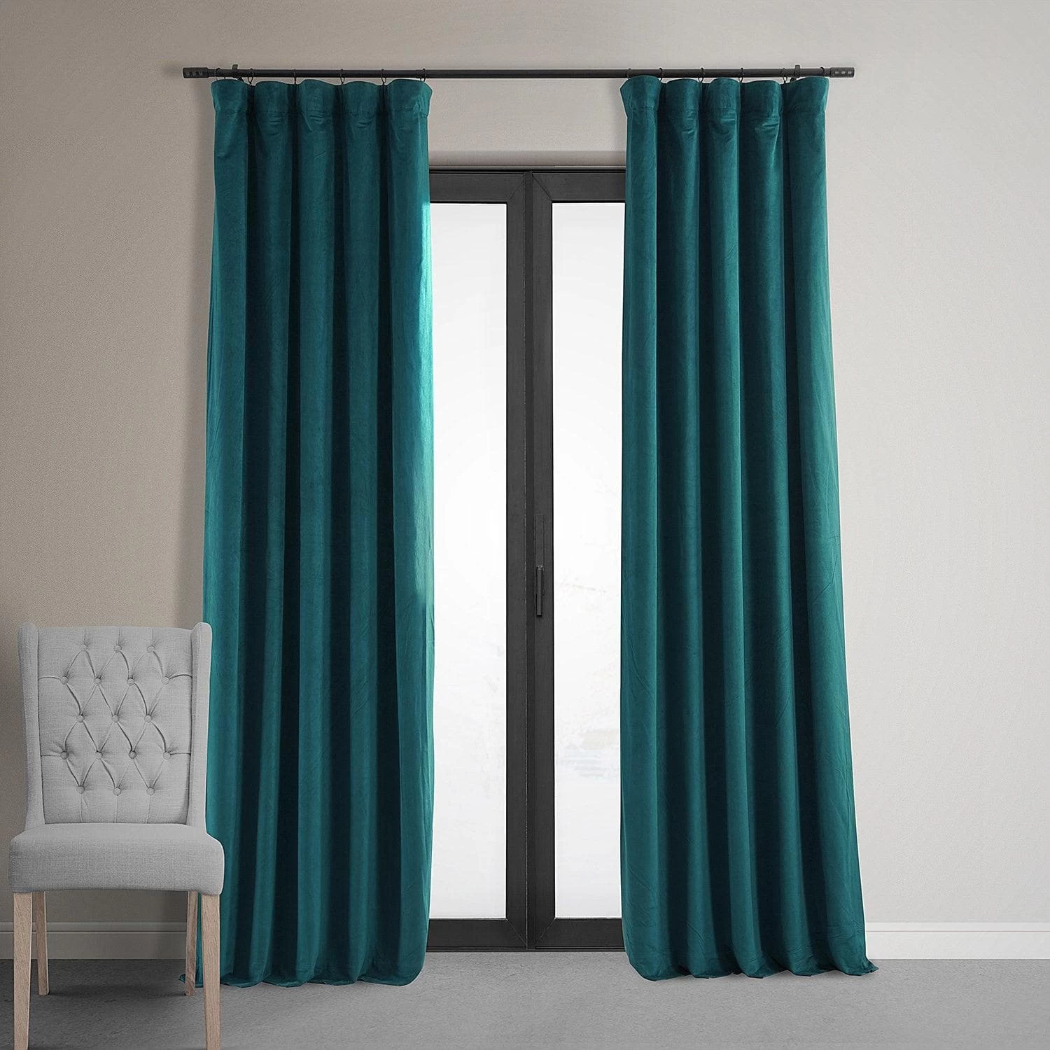 Everglade Teal Signature Velvet Blackout Curtain 3 Everglade Teal Signature Velvet Blackout Curtain