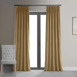 Amber Gold French Pleat Signature Velvet Blackout Curtain