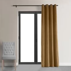 Amber Gold Grommet Signature Velvet Blackout Curtain -Chic Curtains Shop VPCH 140805 GRBO front view r