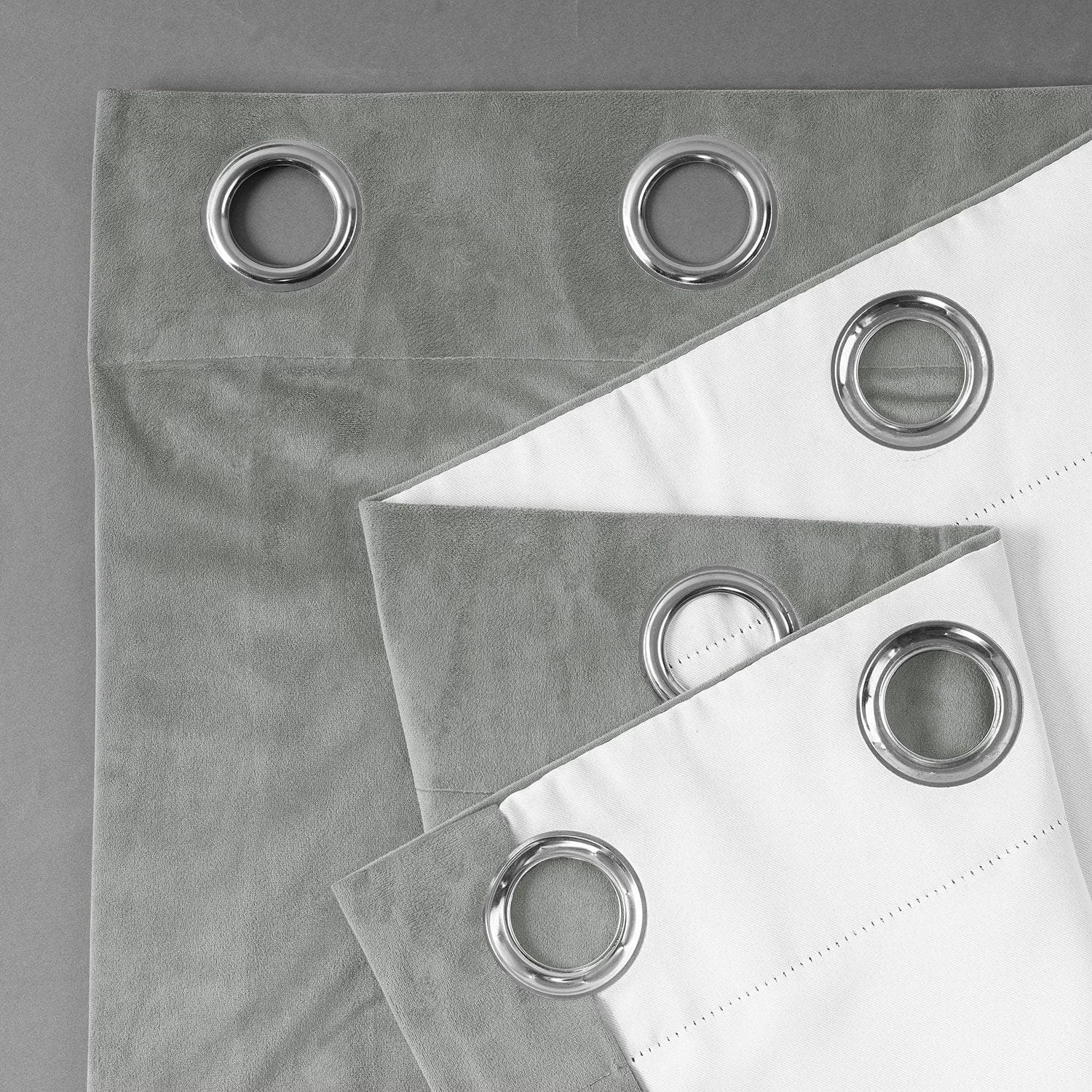 Silver Grey Grommet Signature Velvet Blackout Curtain 5 Silver Grey Grommet Signature Velvet Blackout Curtain - Image 3