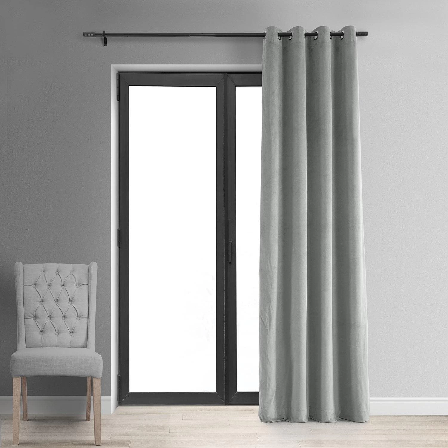 Silver Grey Grommet Signature Velvet Blackout Curtain 7 Silver Grey Grommet Signature Velvet Blackout Curtain - Image 5