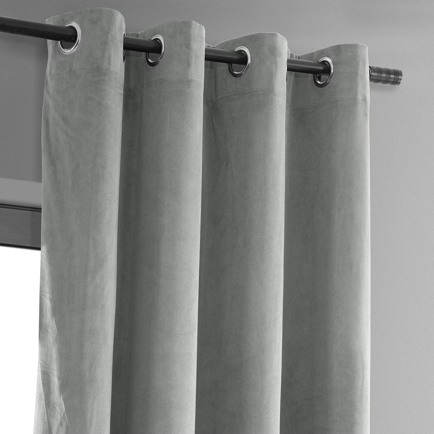 Silver Grey Grommet Signature Velvet Blackout Curtain 4 Silver Grey Grommet Signature Velvet Blackout Curtain - Image 2