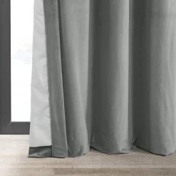 Silver Grey Grommet Signature Velvet Blackout Curtain 11 Silver Grey Grommet Signature Velvet Blackout Curtain -Chic Curtains Shop VPCH 145002 GRBO lining view