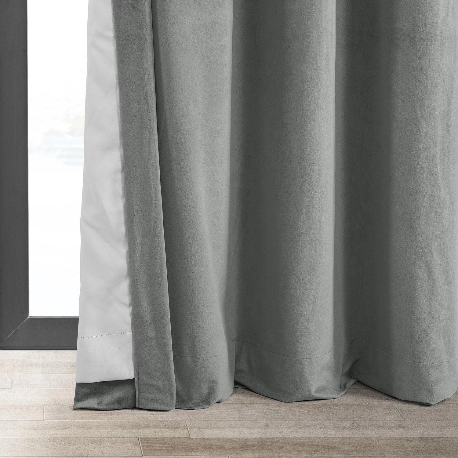 Silver Grey Grommet Signature Velvet Blackout Curtain 6 Silver Grey Grommet Signature Velvet Blackout Curtain - Image 4