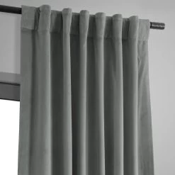 Silver Grey Signature Velvet Blackout Curtain -Chic Curtains Shop VPCH 145002 back tab header