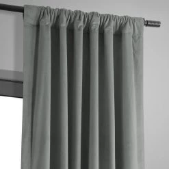 Silver Grey Signature Velvet Blackout Curtain -Chic Curtains Shop VPCH 145002 pole pocket header