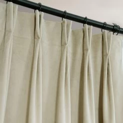 Cool Beige French Pleat Signature Velvet Blackout Curtain -Chic Curtains Shop VPCH 160405 FP frenchpleat1