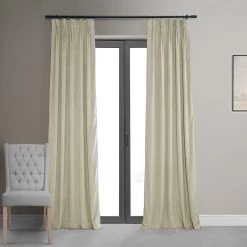 Cool Beige French Pleat Signature Velvet Blackout Curtain