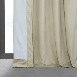 Cool Beige French Pleat Signature Velvet Blackout Curtain -Chic Curtains Shop VPCH 160405 FP lining view