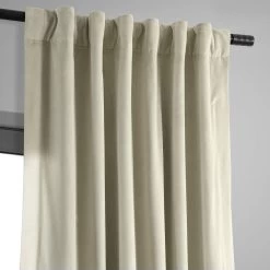 Cool Beige Signature Velvet Blackout Curtain -Chic Curtains Shop VPCH 160405 back tab header