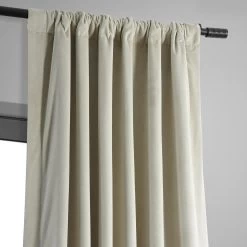 Cool Beige Signature Velvet Blackout Curtain -Chic Curtains Shop VPCH 160405 pole pocket header