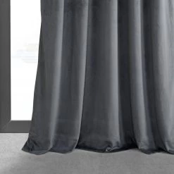 Distance Blue Grey French Pleat Signature Velvet Blackout Curtain 12 Distance Blue Grey French Pleat Signature Velvet Blackout Curtain -Chic Curtains Shop VPCH 180101 FP floor break