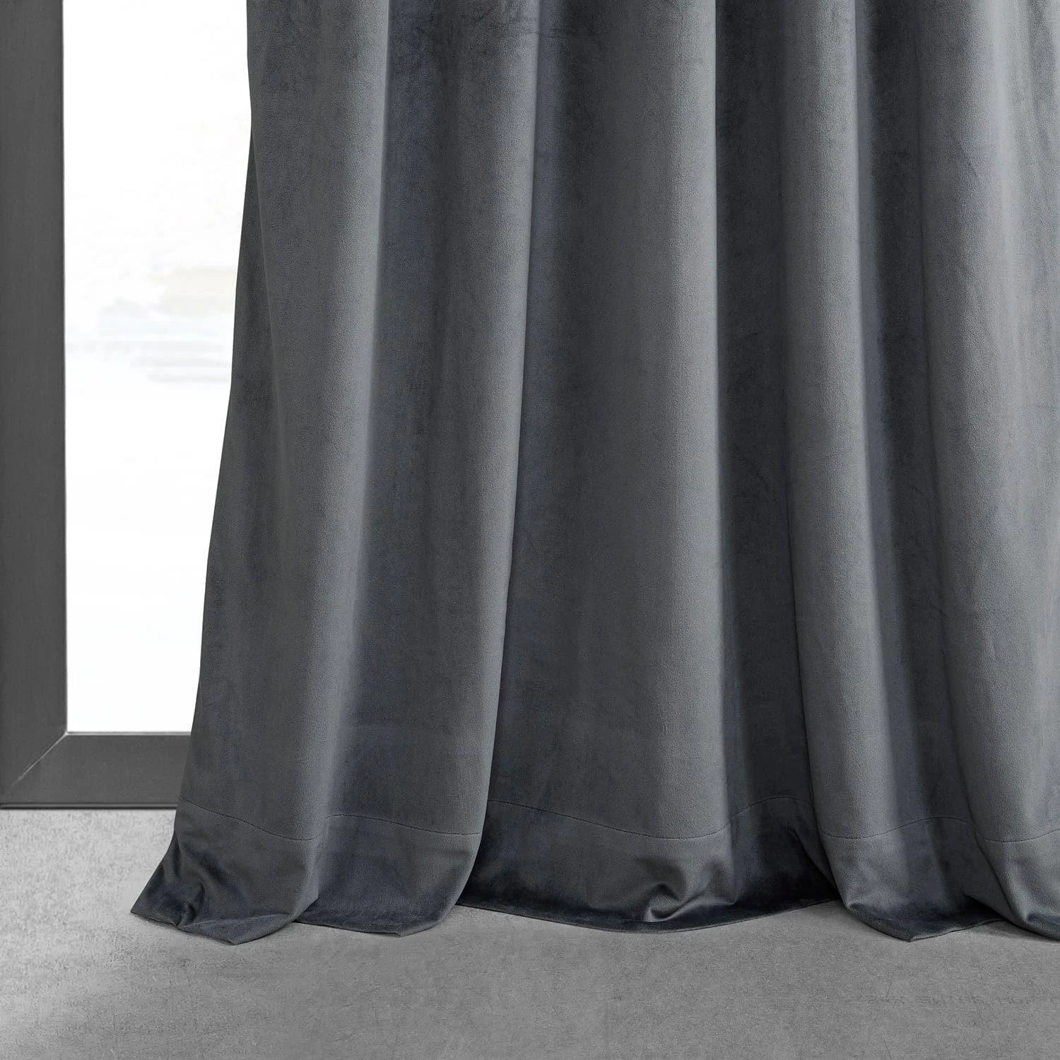 Distance Blue Grey French Pleat Signature Velvet Blackout Curtain 7 Distance Blue Grey French Pleat Signature Velvet Blackout Curtain - Image 5