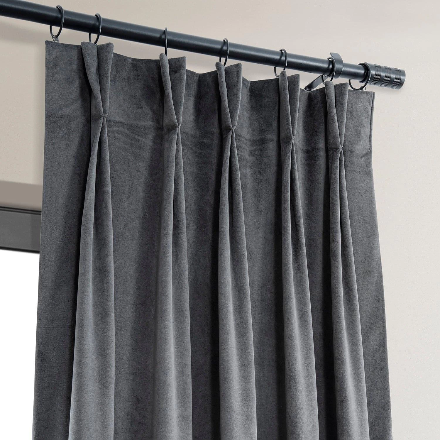 Distance Blue Grey French Pleat Signature Velvet Blackout Curtain 4 Distance Blue Grey French Pleat Signature Velvet Blackout Curtain - Image 2