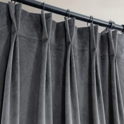 Distance Blue Grey French Pleat Signature Velvet Blackout Curtain 10 Distance Blue Grey French Pleat Signature Velvet Blackout Curtain -Chic Curtains Shop VPCH 180101 FP frenchpleat1