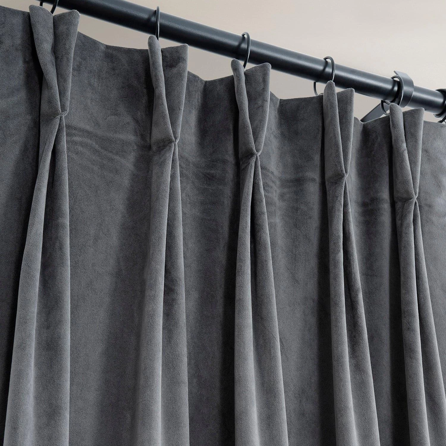 Distance Blue Grey French Pleat Signature Velvet Blackout Curtain 5 Distance Blue Grey French Pleat Signature Velvet Blackout Curtain - Image 3