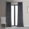 Distance Blue Grey French Pleat Signature Velvet Blackout Curtain -Chic Curtains Shop VPCH 180101 FP front view