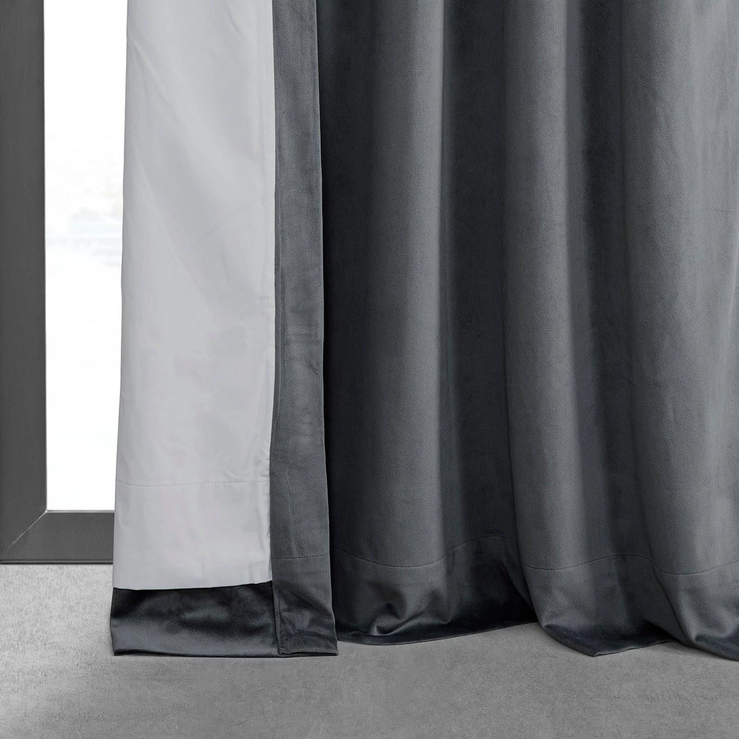 Distance Blue Grey French Pleat Signature Velvet Blackout Curtain 6 Distance Blue Grey French Pleat Signature Velvet Blackout Curtain - Image 4