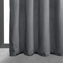Distance Blue Grey Grommet Signature Velvet Blackout Curtain -Chic Curtains Shop VPCH 180101 GRBO 94350 4
