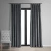 Distance Blue Grey Signature Velvet Blackout Curtain -Chic Curtains Shop VPCH 180101 front view