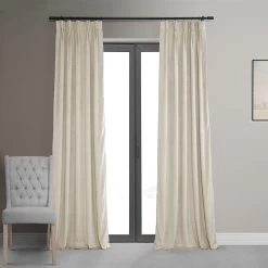 Neutral Ground French Pleat Signature Velvet Blackout Curtain