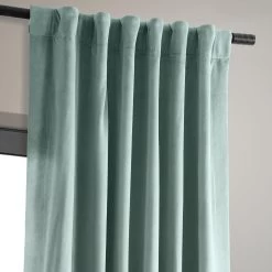 Skylark Blue Signature Velvet Blackout Curtain -Chic Curtains Shop VPCH 180106 back tab header
