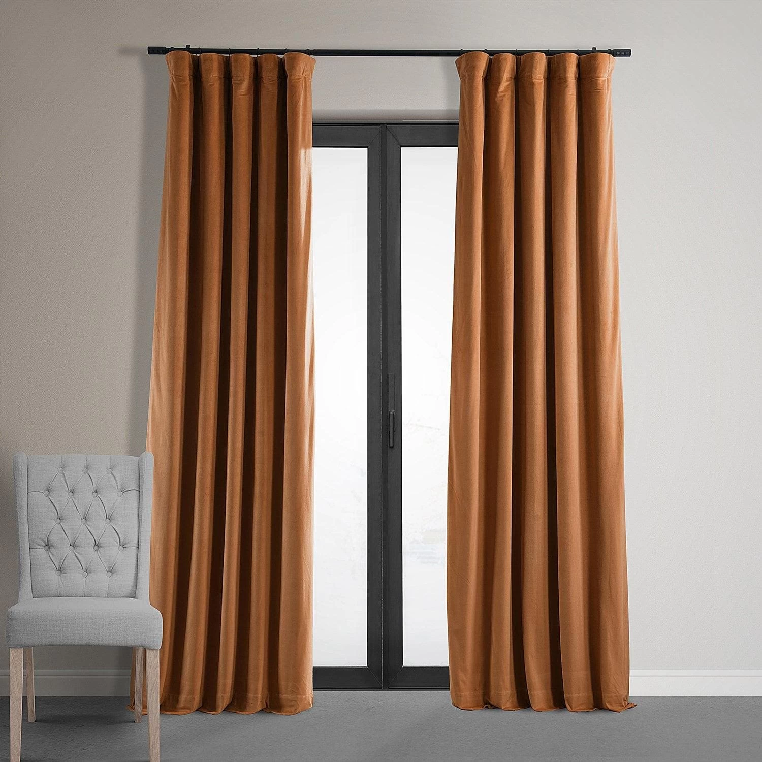 Burnt Pumpkin Signature Velvet Blackout Curtain 3 Burnt Pumpkin Signature Velvet Blackout Curtain