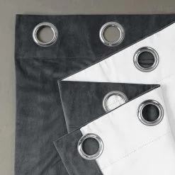 Natural Grey Grommet Signature Velvet Blackout Curtain -Chic Curtains Shop VPCH 184005 GRBO alt1