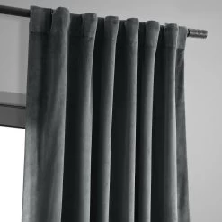 Natural Grey Signature Velvet Blackout Curtain -Chic Curtains Shop VPCH 184005 back tab header