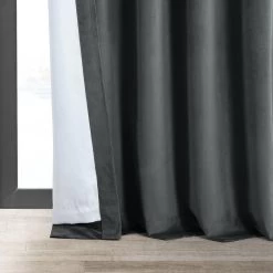 Natural Grey Signature Velvet Blackout Curtain -Chic Curtains Shop VPCH 184005 lining view
