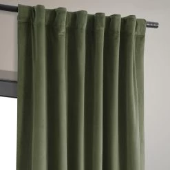 Hunter Green Signature Velvet Blackout Curtain -Chic Curtains Shop VPCH 190622 back tab header