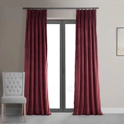 Burgundy French Pleat Signature Velvet Blackout Curtain
