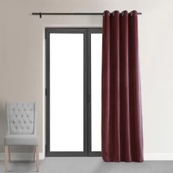 Burgundy Grommet Signature Velvet Blackout Curtain -Chic Curtains Shop VPCH 192018 GRBO front view r