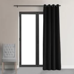 Warm Black Grommet Signature Velvet Blackout Curtain 12 Warm Black Grommet Signature Velvet Blackout Curtain -Chic Curtains Shop VPCH 194007 GRBO front view r