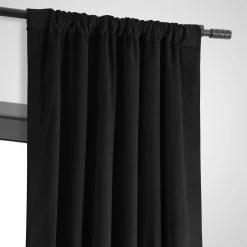 Warm Black Signature Velvet Blackout Curtain -Chic Curtains Shop VPCH 194007 pole pocket header