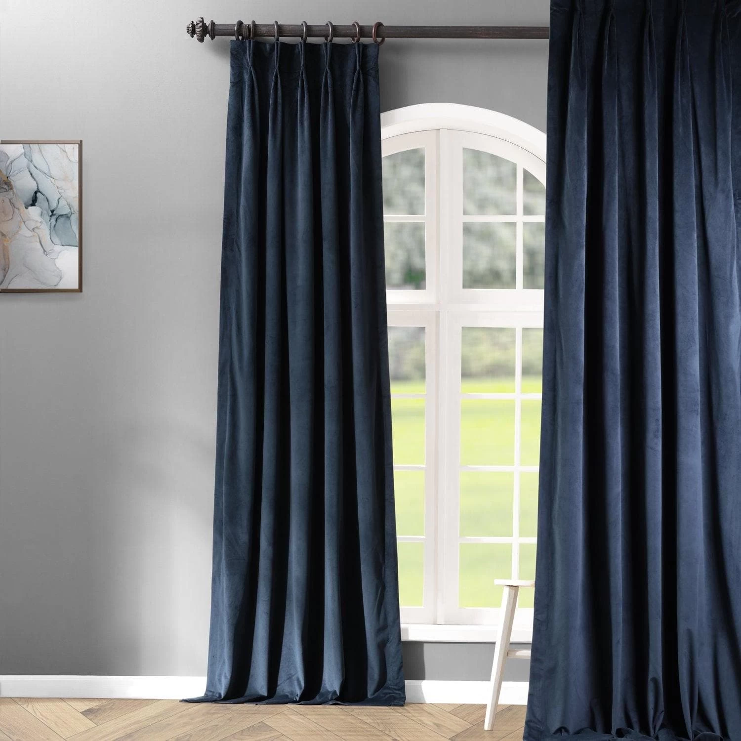 Midnight Blue French Pleat Signature Velvet Blackout Curtain 7 Midnight Blue French Pleat Signature Velvet Blackout Curtain - Image 5