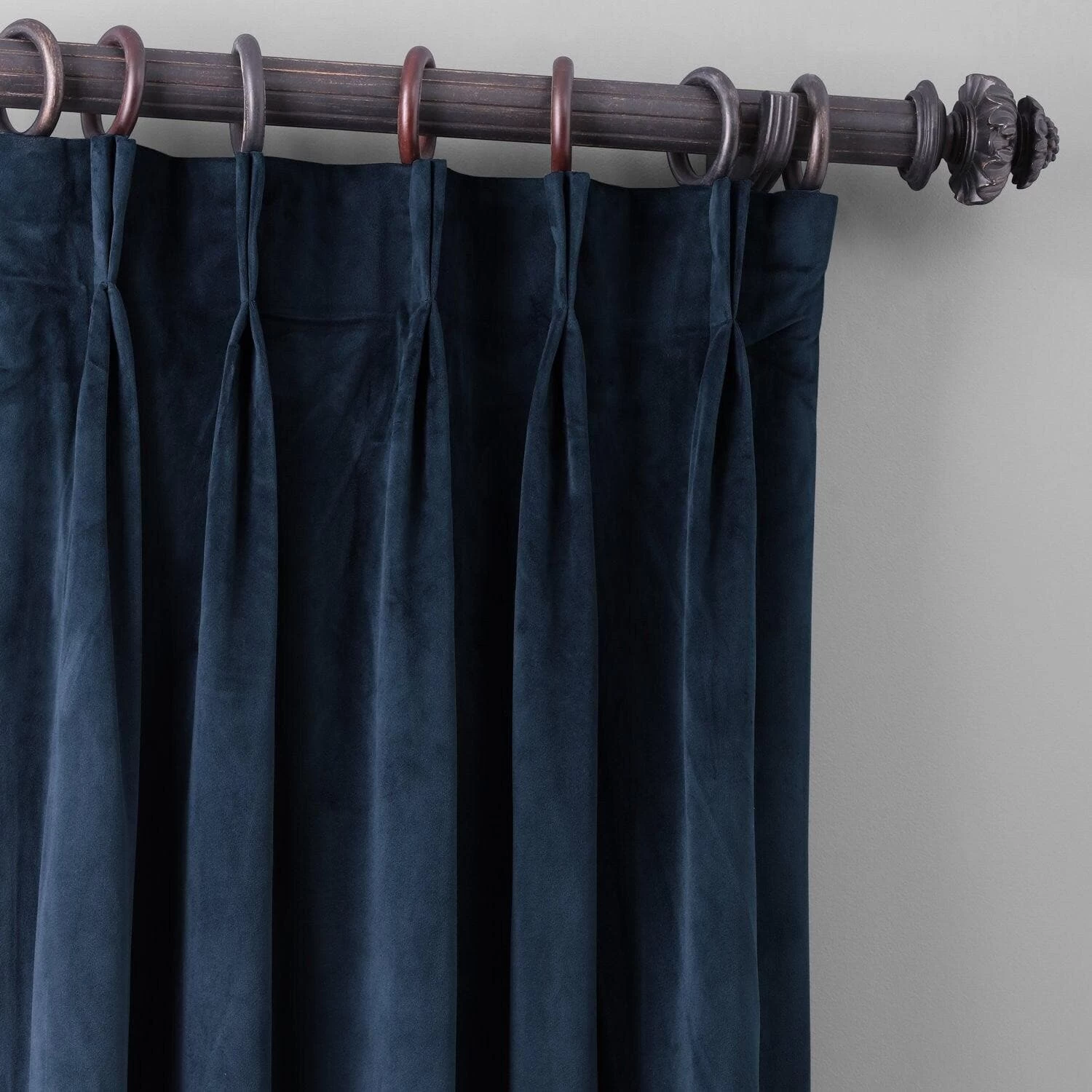 Midnight Blue French Pleat Signature Velvet Blackout Curtain 4 Midnight Blue French Pleat Signature Velvet Blackout Curtain - Image 2